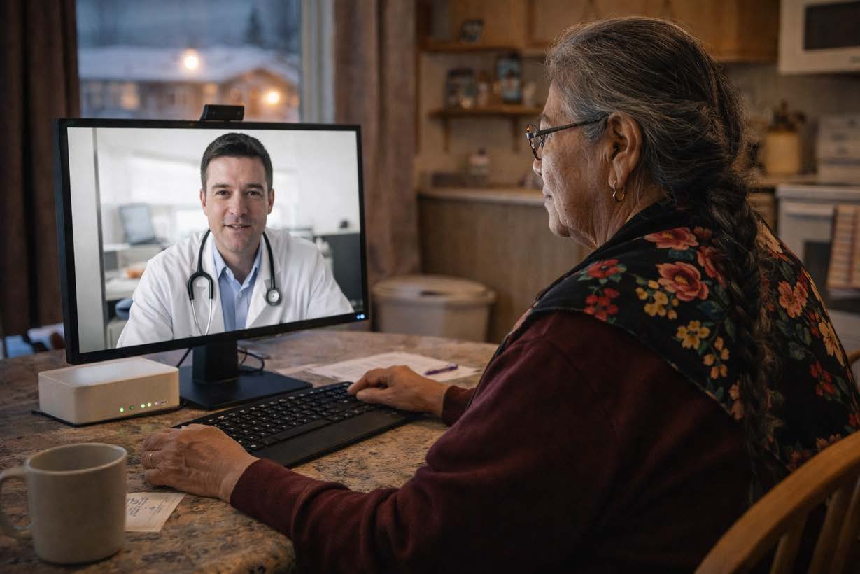A patient attending a telehealth appointment
